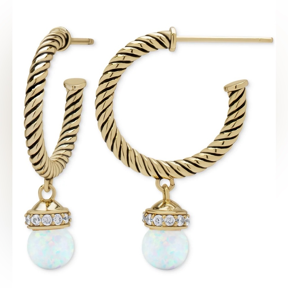 Opal Earrings with Gold Accents